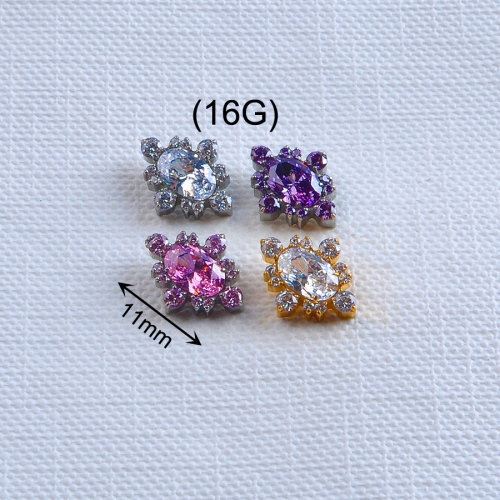 ASTM F136 Titanium CZ Cartilage Stud M0.9 Internal Thread Flat Back Helix Earring Body Piercing Jewelry Cute Gift--P662