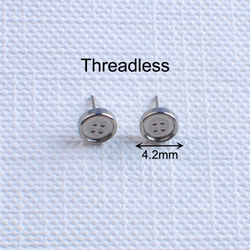 F136 Titanium Threadless Body Wedding Flat Back Button Ear Cartilage Stud Various Sizes Lip Studs Nose Studs Piercing Earrings--T46