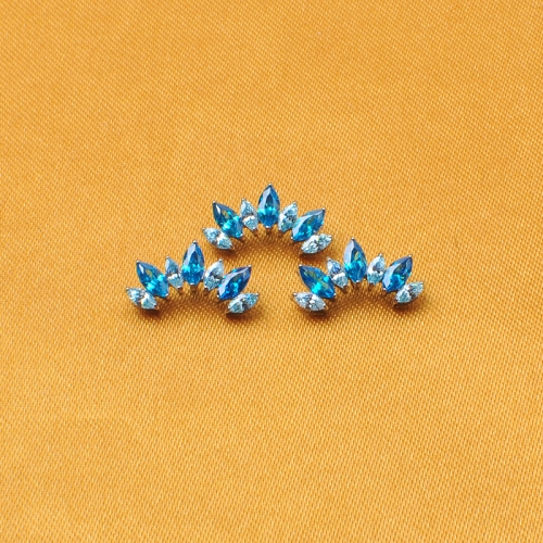 ASTM F136 Titanium External Thread Screw Cartilage Stud Gold Plated Marquise CZ Opal Piercing Jewelry for Women Daily Wear--P396