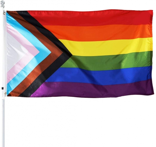 Homissor Progress Pride Rainbow Flag 3x5 ft- LGBT Community Gay Pride Lesbian Transgender Bisexual Flags Banner UV Fade Resistant for Indoor Outdoor