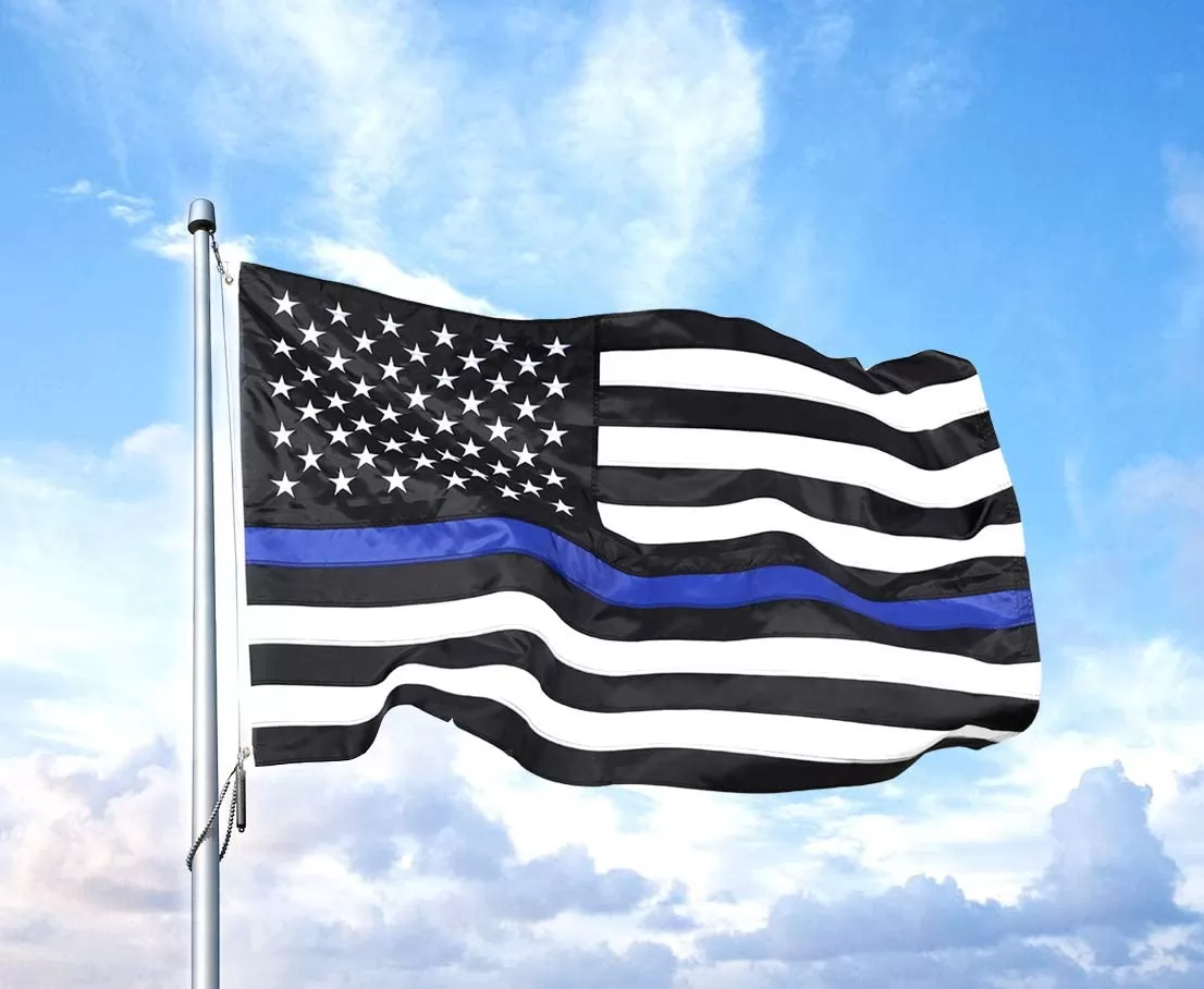 Homissor Thin Blue Line American Flag 3x5- Police Blue Lives