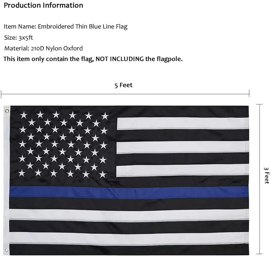 3x5 Police Thin Blue Line Flag 3'x5' Banner Made In USA 150 - Foto 5