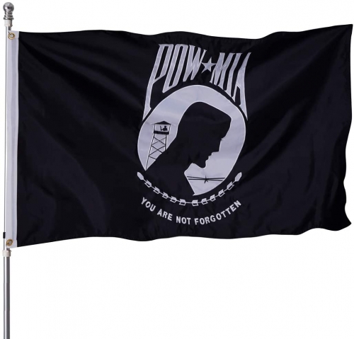 Homissor POW MIA Flag 3x5 - Double Sided You are Not Forgotten Embroidered - Nylon Oxford Premium Outdoor Banner with 4 Rows of Lock Stitching End Fly