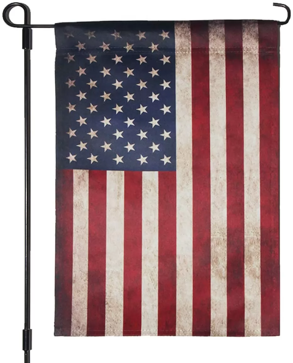 Homissor Tea Stained Patriotic American Garden Flag- USA Independent Day 4th of July Double Sided Yard Outdoor Celebrate Decorative Flags Banner 12.5"