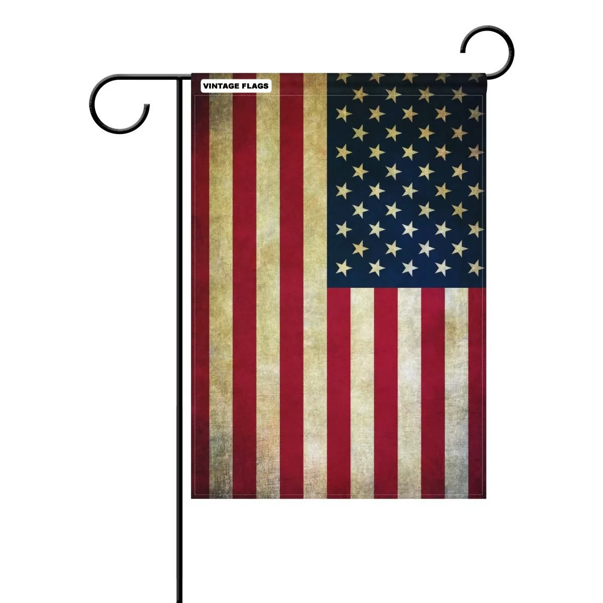 VINTAGE FLAGS Tea Stained American Vintage Garden Yard Flags Banner 12.5x18 Inches