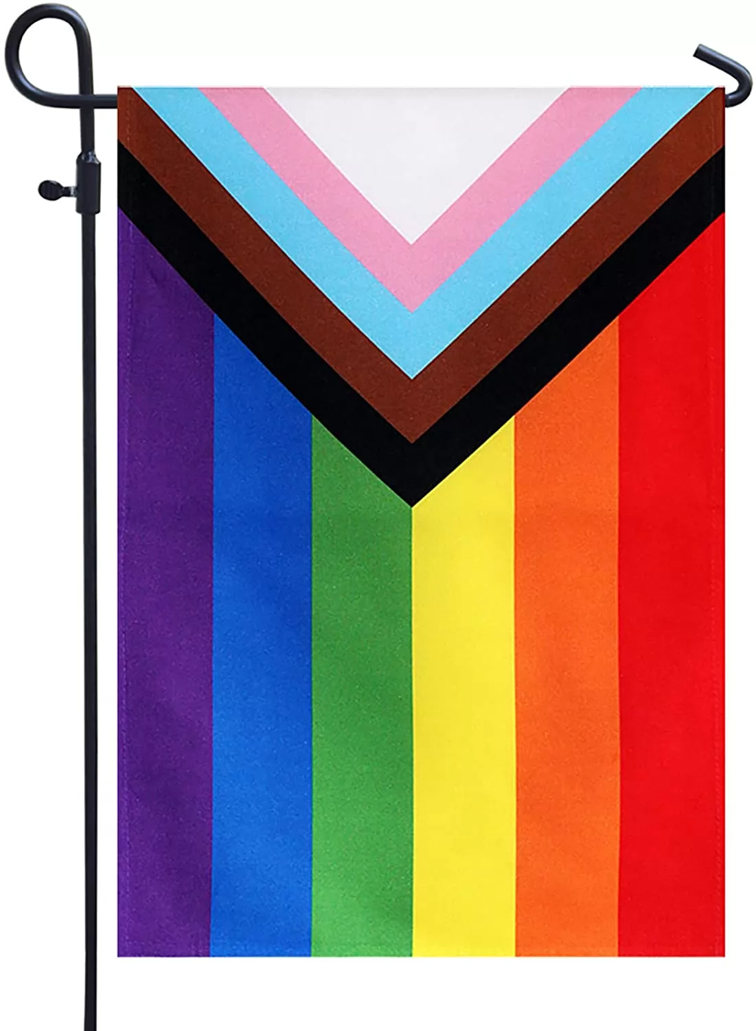 Homissor Progress Pride Rainbow Garden Flag- LGBT Community Gay Pride Lesbian Transgender Flags Banner UV Fade Resistant for Indoor Outdoor 12x18 Inch