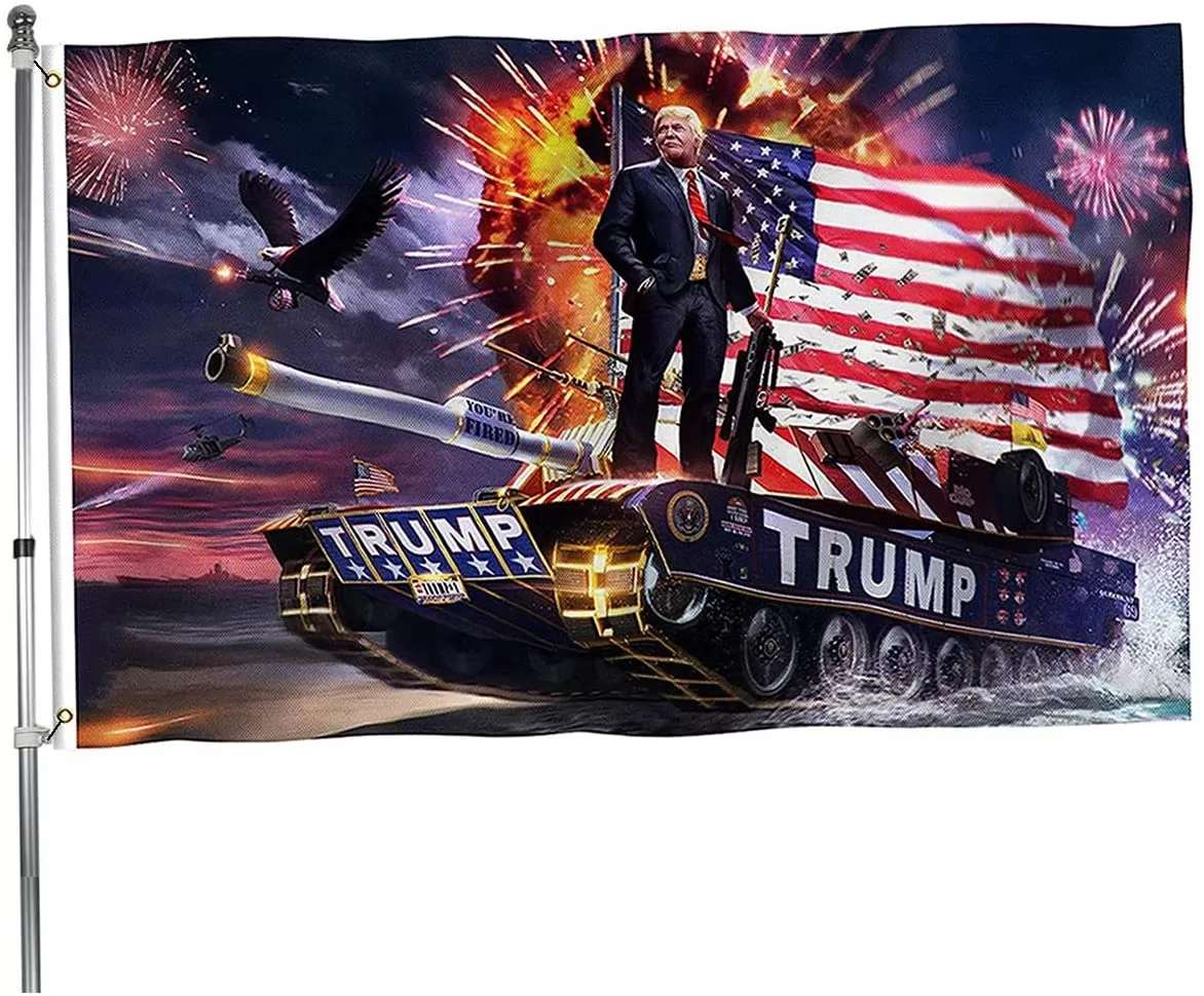 Homissor Donald Trump 2020 Tank Flags Outdoor- 3x5 Feet America Frontlines of Freedom Flag Banner Indoor with Grommets