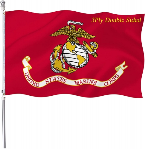 Homissor U.S Marine Corps Flag Double Sided 3x5 Outdoor - USMC Flags US Military Army Flags, 100% Durable Polyester Vivid Color Banner with 2 Brass Gr