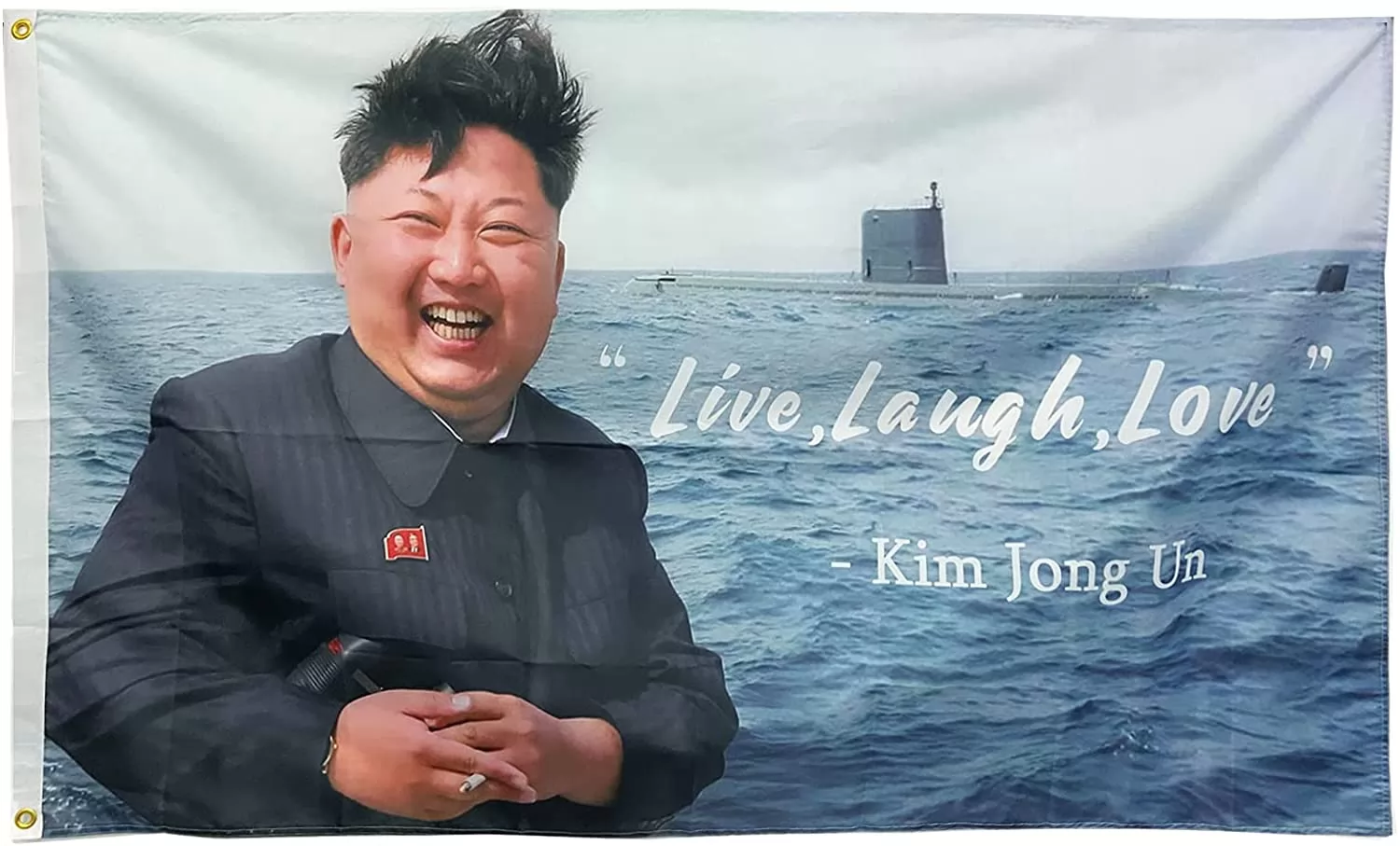 Homissor Kim Jong un Live Love Laugh Flag, 3x5ft Polyester for Flags College Dorm Wall Bedroom Living Room Hanging Decoration Indoor Brass Gromments