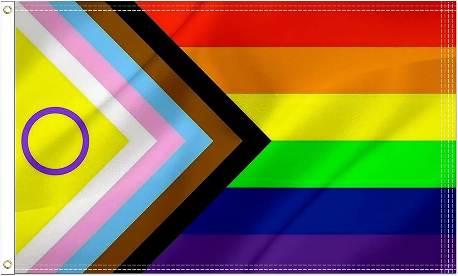 New Intersex Progress Pride Flag 3x5 ft- LGBTQ Rainbow Inclusive Intersexual Bisexual Flags