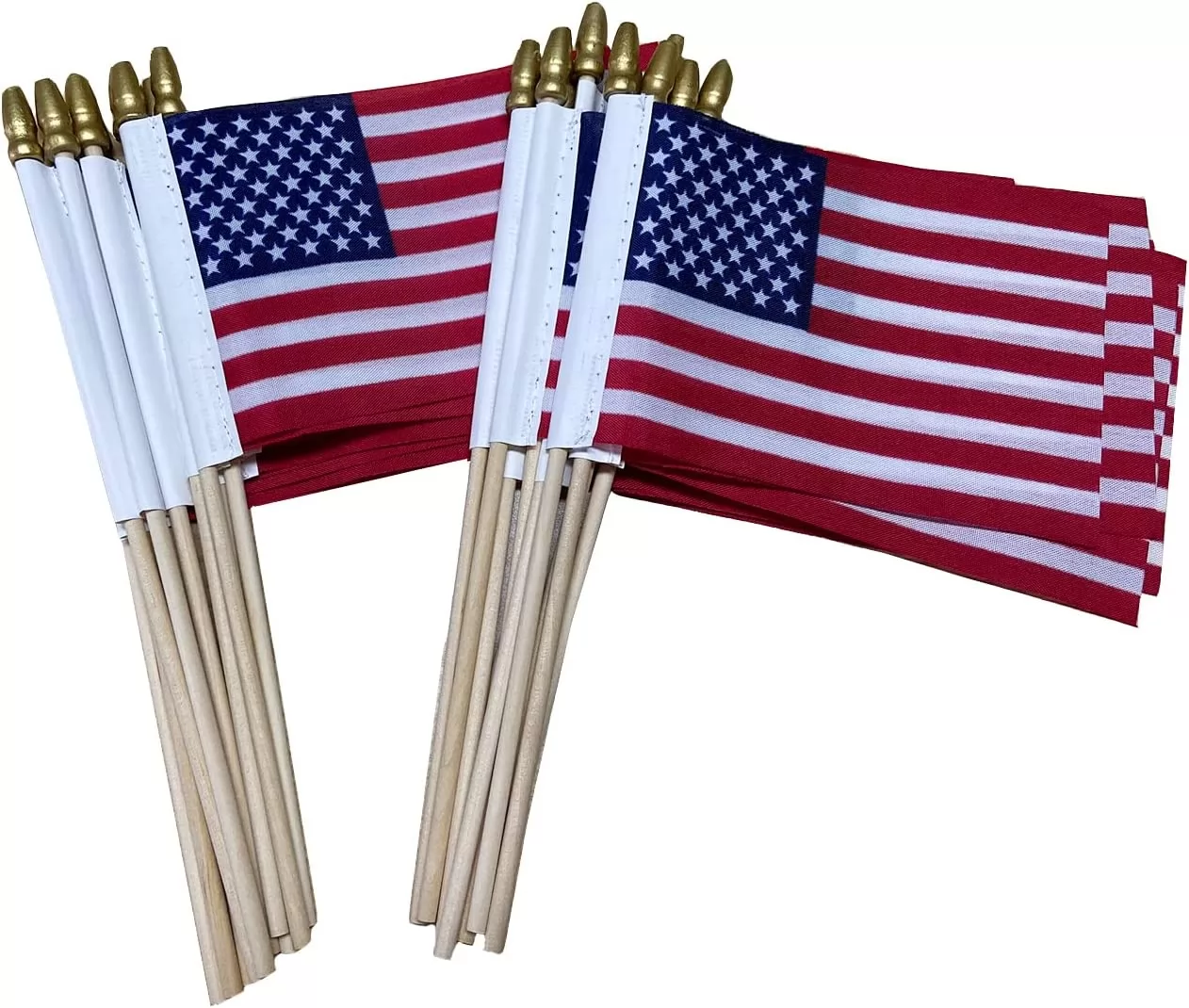 American Stick Flags 4×6 Inches with wooden golden spear top stick , 50 flags pack