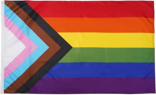 4x6Ft Progress Pride Rainbow Flag - LGBT Community Gay Pride Lesbian Transgender Bisexual Flags Banner UV Fade Resistant for Indoor Outdoor