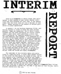 Interim Report by Karl Fulves