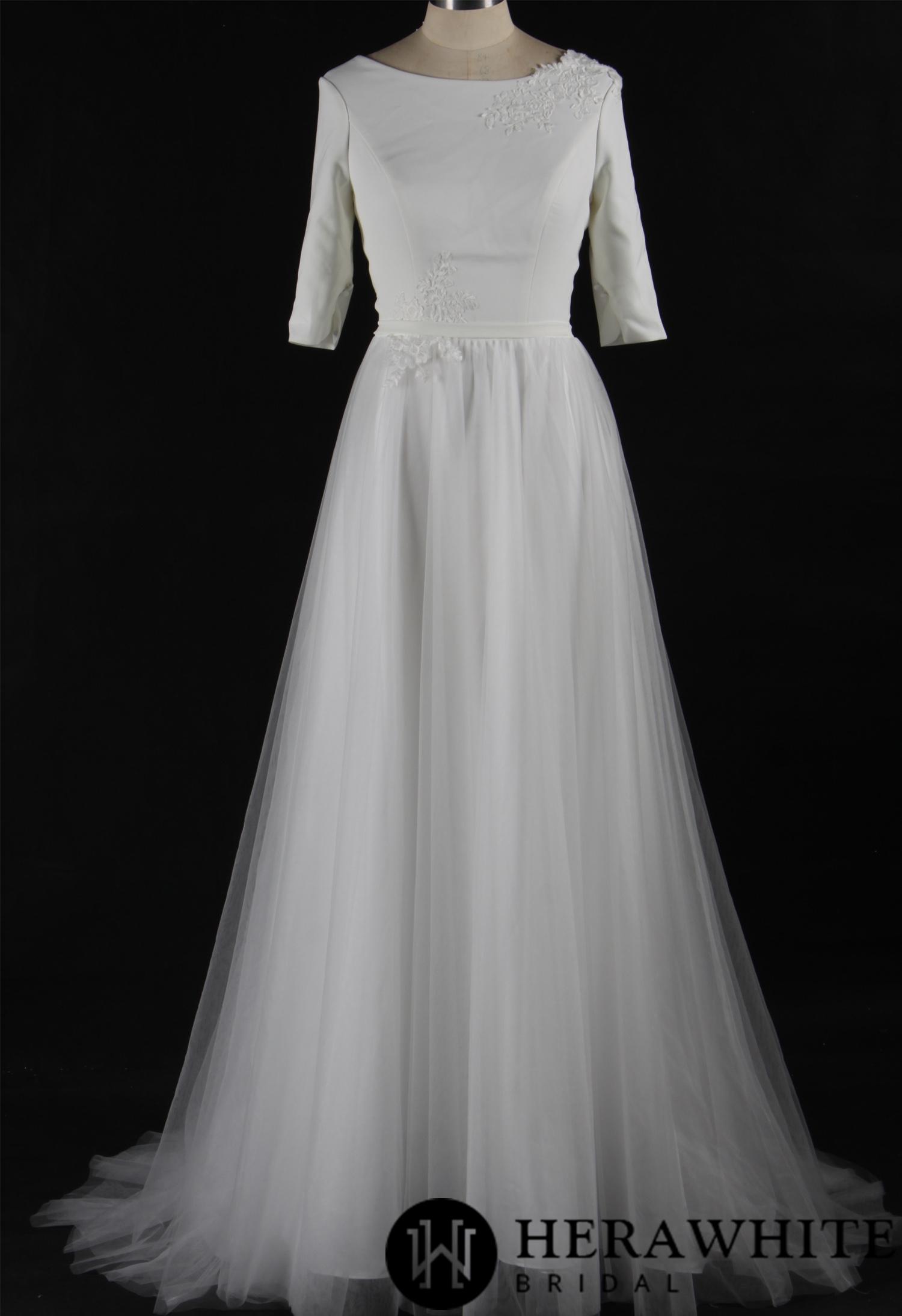 Simple Boho Half Sleeves A-Line Wedding Dress