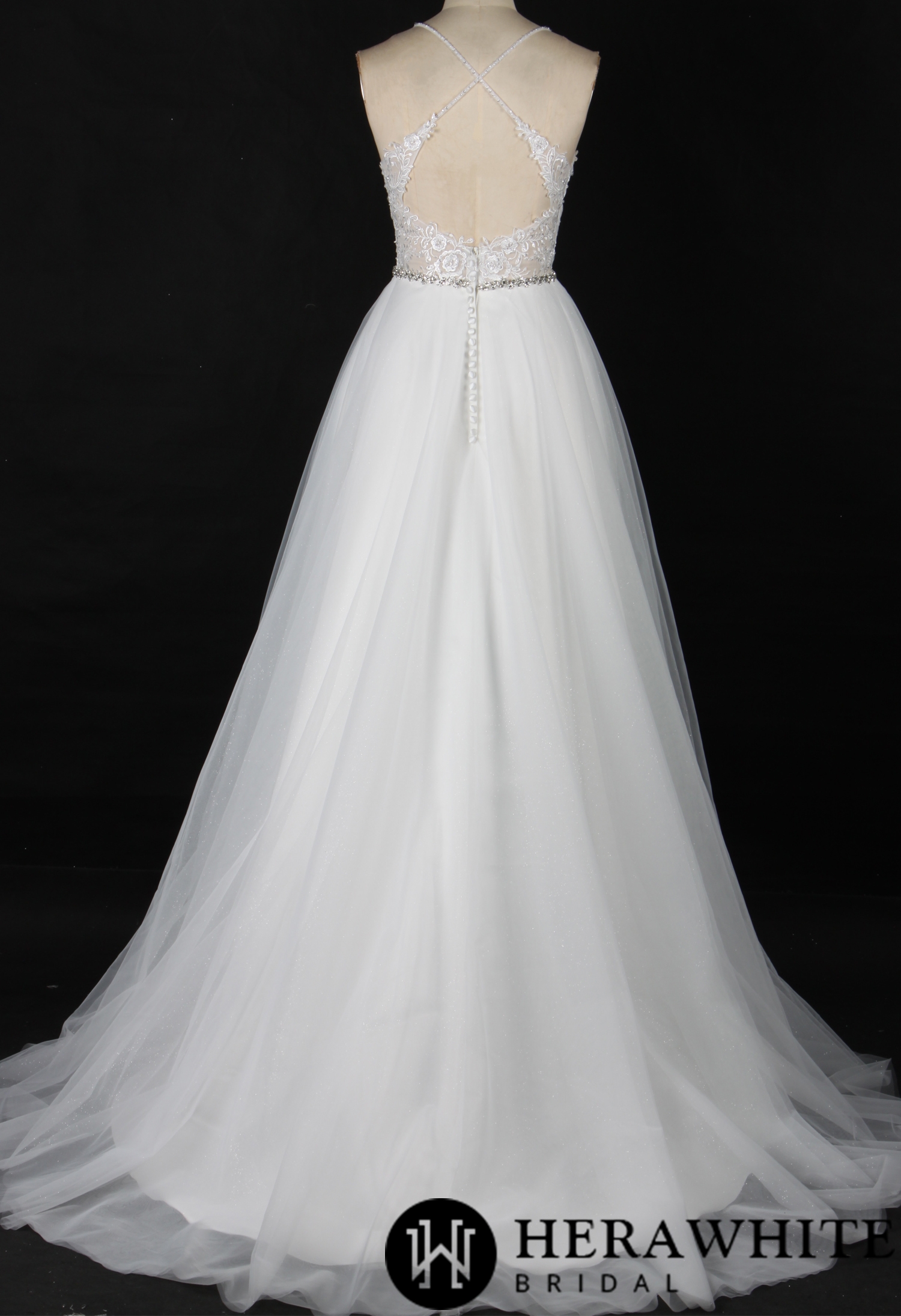 Romantic Open Back V-Neck Beading Belt Wedding Dress