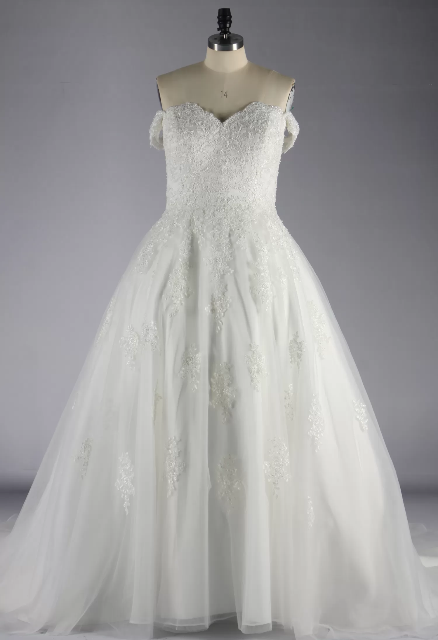 Classic Beaded Sweetheart Off-shoulder Ballgown Wedding Dress