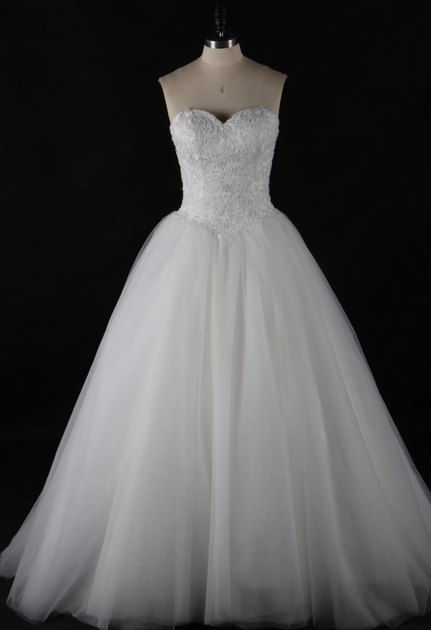 Strapless Beaded Lace Ballgown Wedding Dress With Corset Bodice