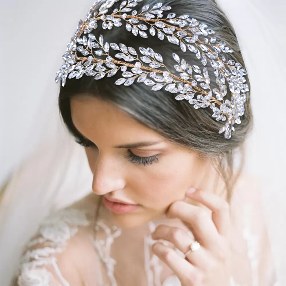 Handmade Rhinestones Double Strand Headband