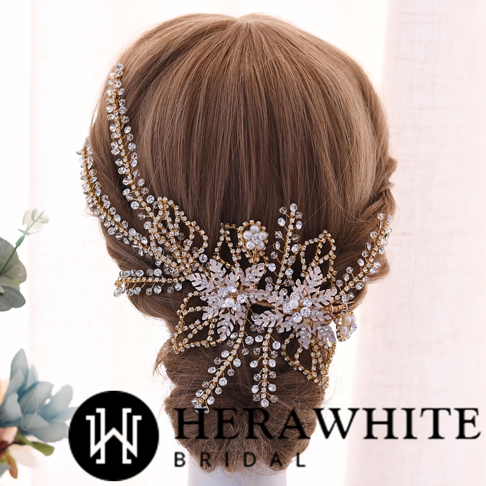 Flower Crystals and Pearls Bridal Headpiece