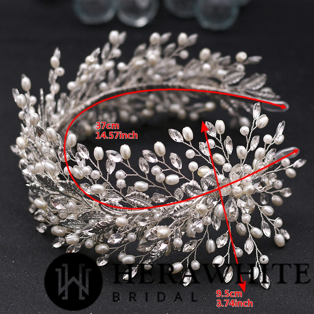 Gold Alloy Rhinestone Pearl Bridal Hair Hoop Headpieces