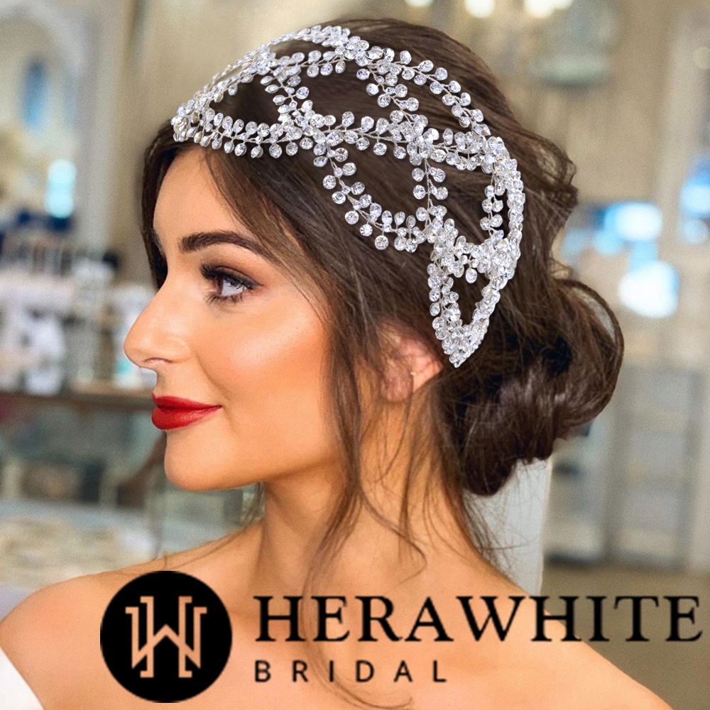 Vintage Silver Alloy Rhinestones Bridal Hair Headpieces