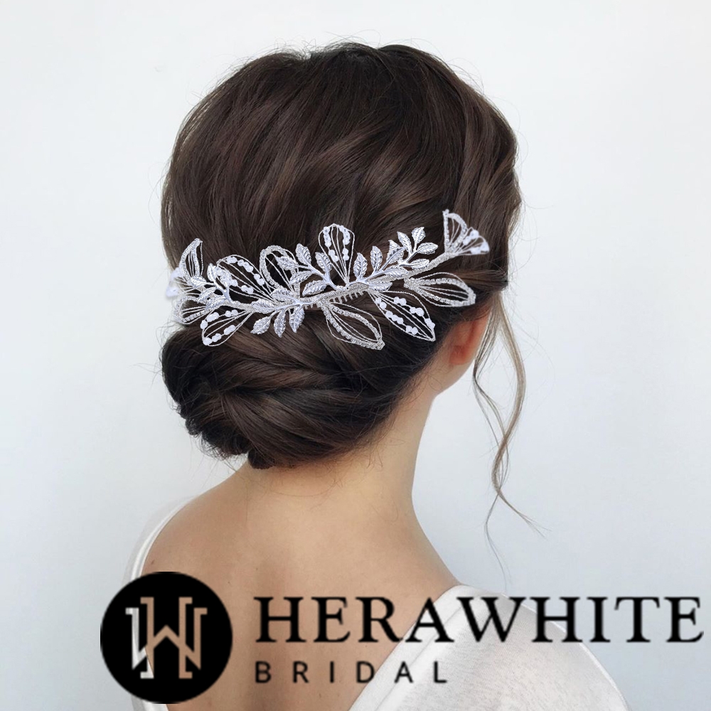 Rhinestones Gold Metallic Leaf Bridal Comb