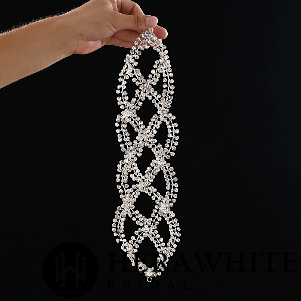 Vintage Silver Alloy Rhinestones Bridal Hair Headpieces