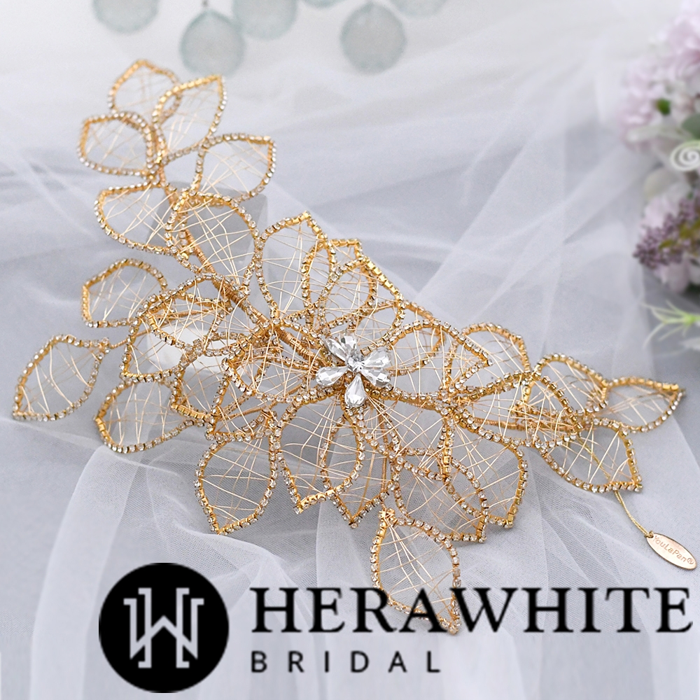 Large Leaf Crystals Bridal Headpiece