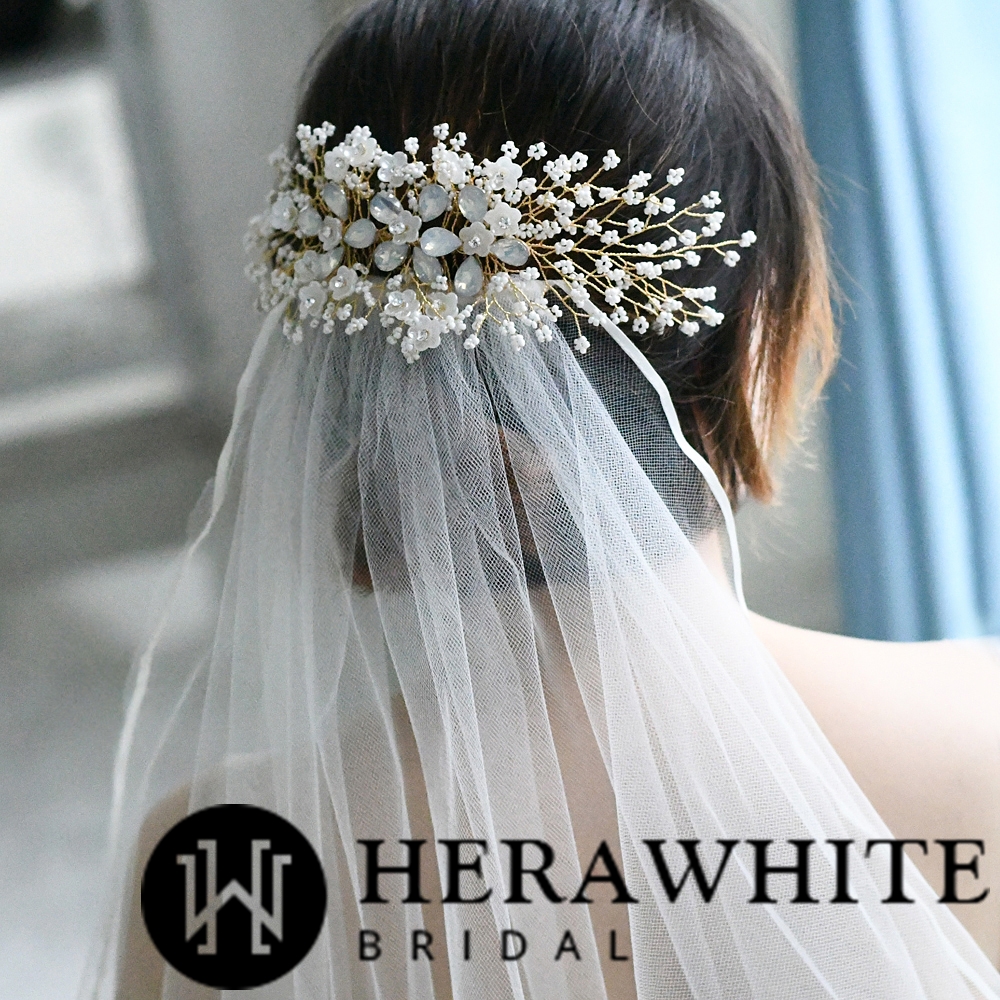 Luxury Opal Floral Bead and Crystals Comb
