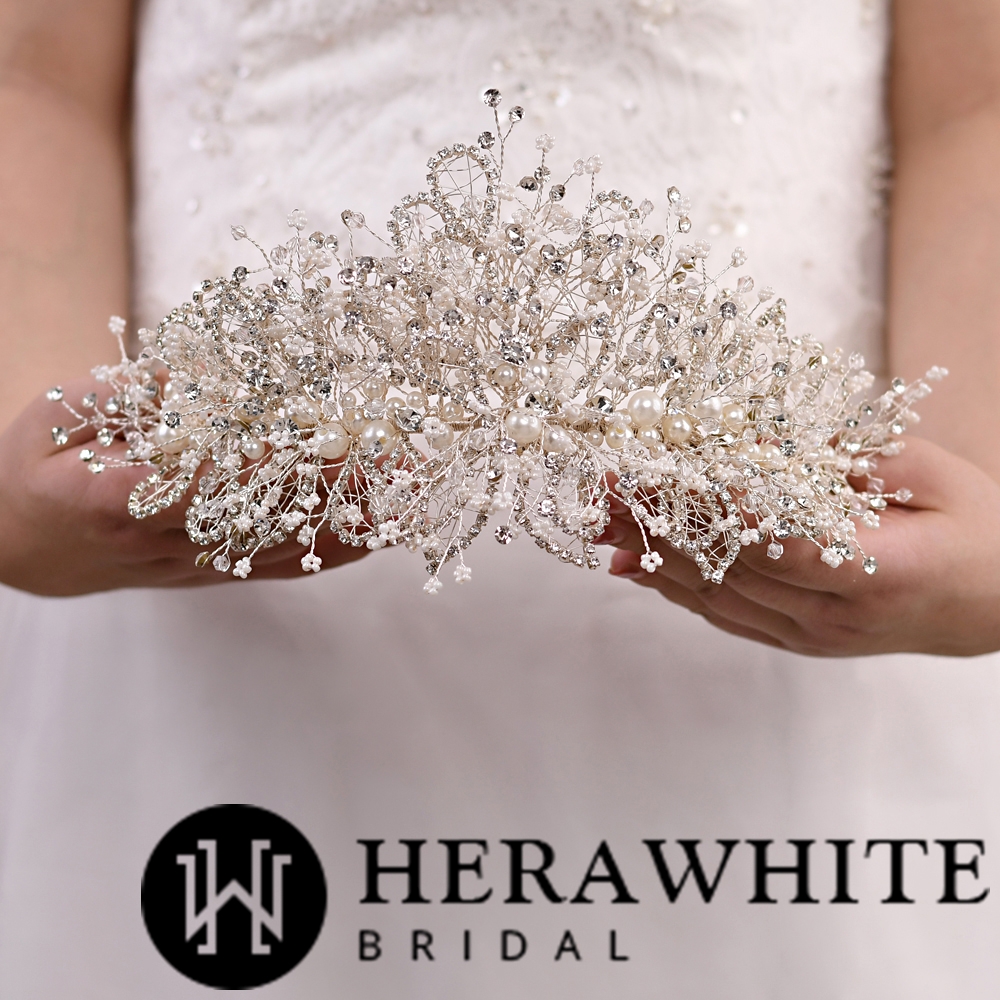 Pretty Rhinestones Pearls Bead Branch Headpieces