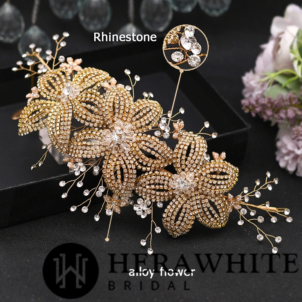 Metallic Alloy Flower Rhinestones Headpiece