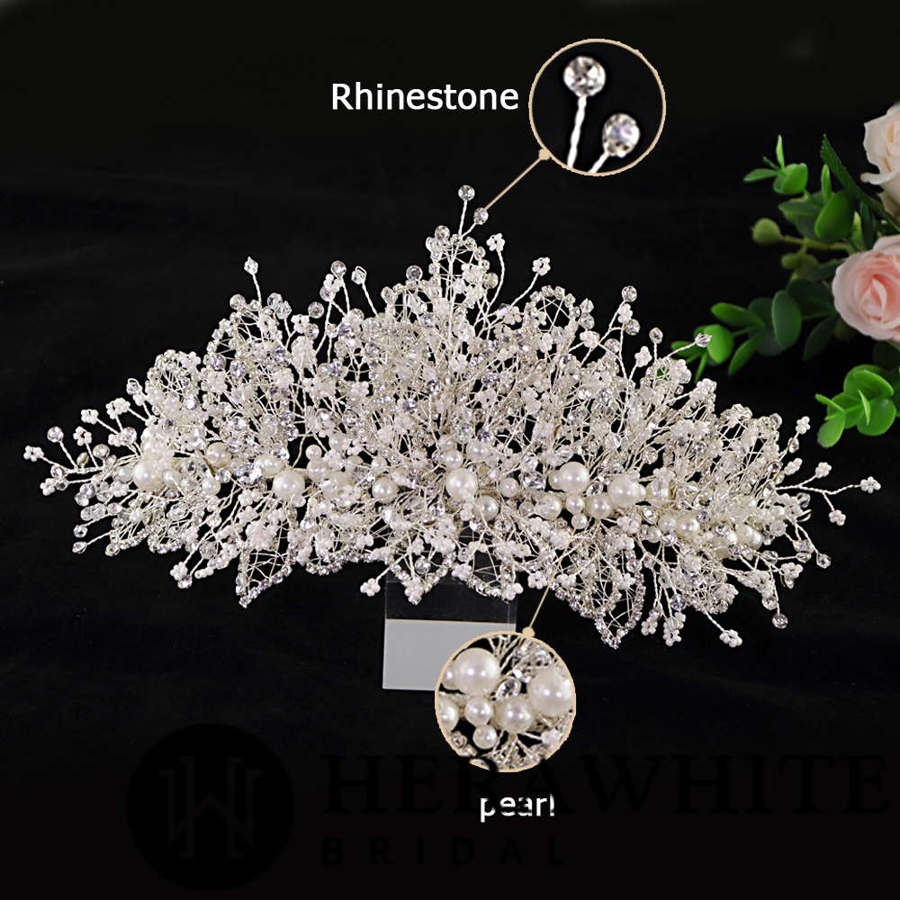 Pretty Rhinestones Pearls Bead Branch Headpieces