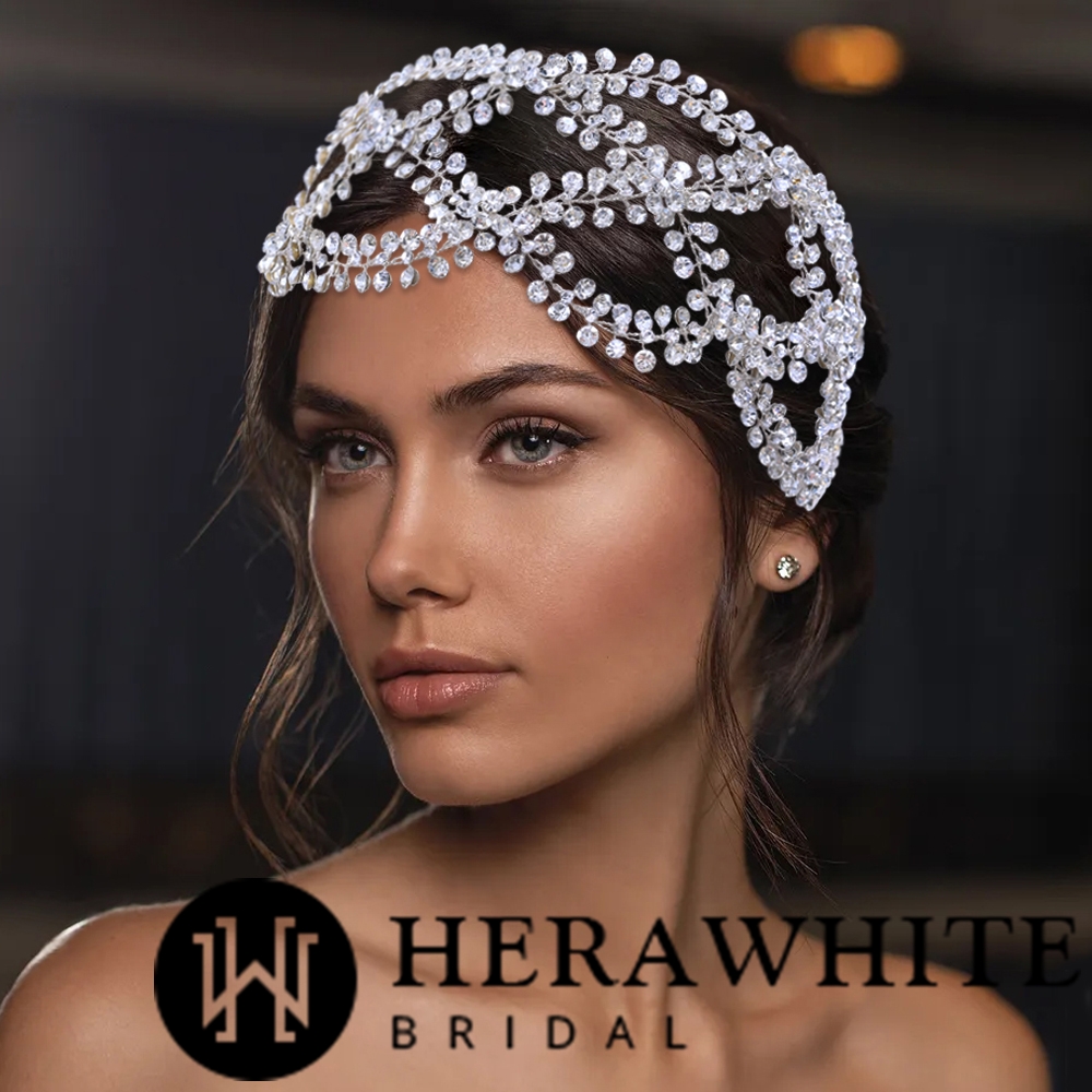 Vintage Silver Alloy Rhinestones Bridal Hair Headpieces