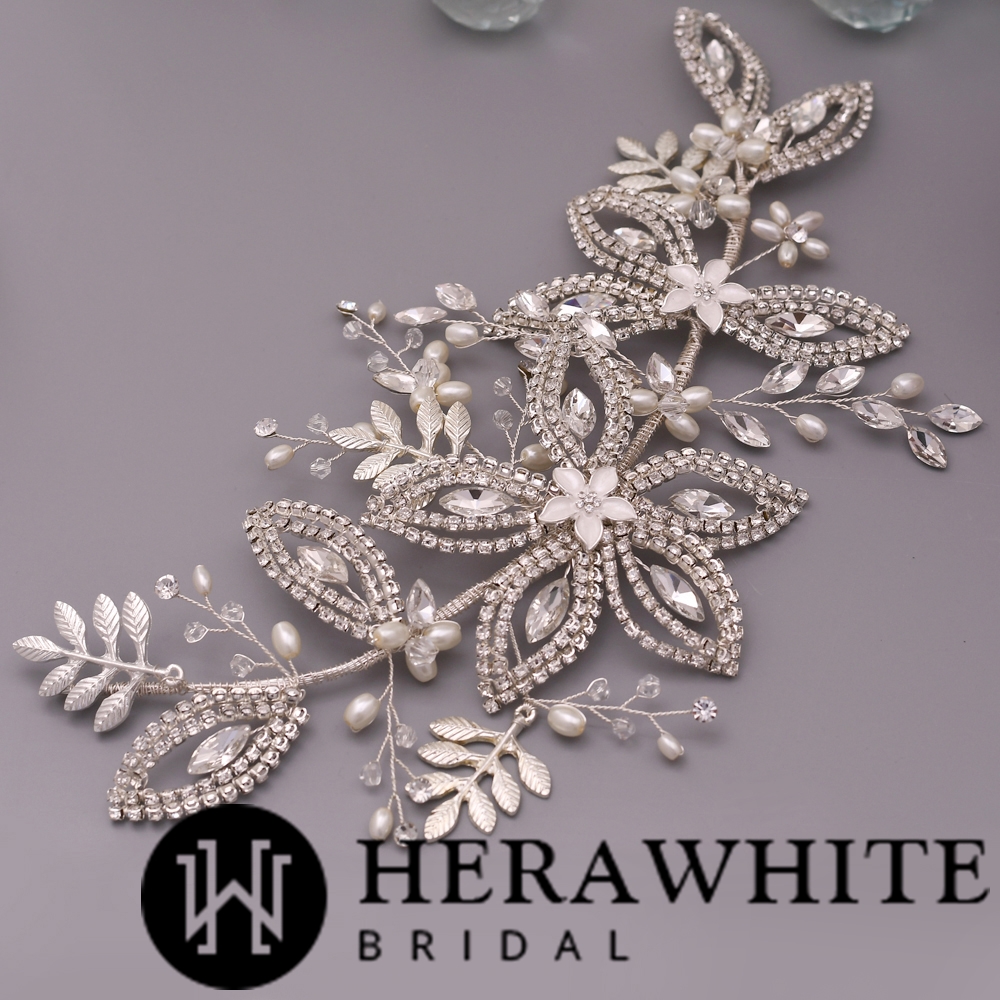 Alloy Leaf Flower Rhinestones Headpiece