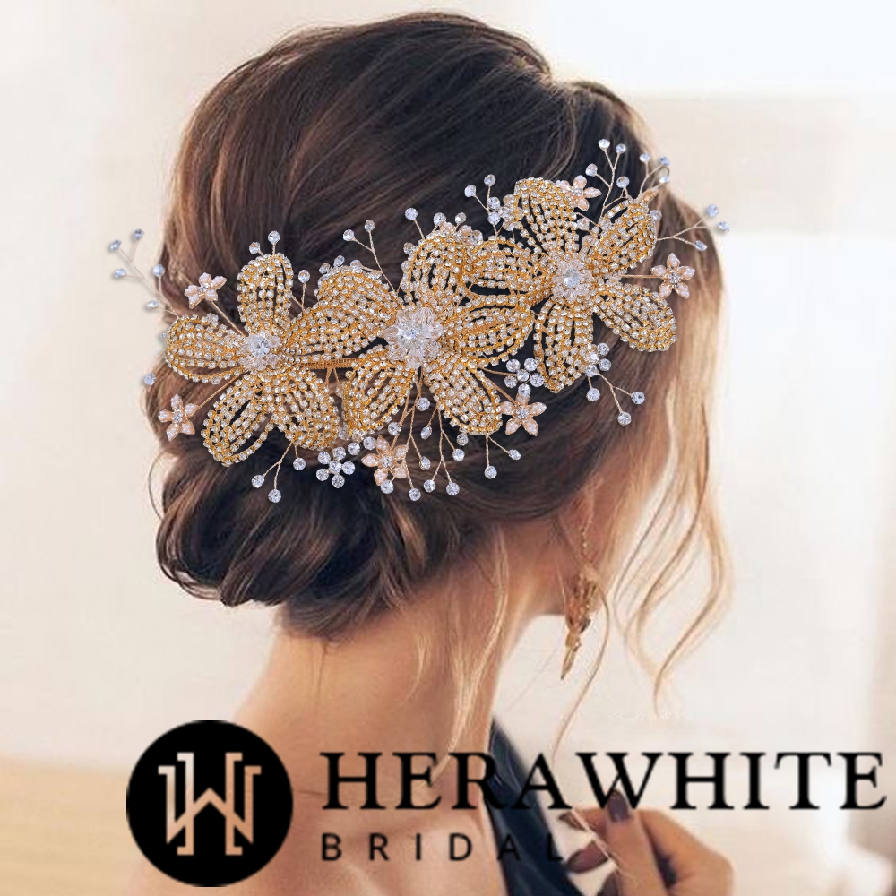 Metallic Alloy Flower Rhinestones Headpiece