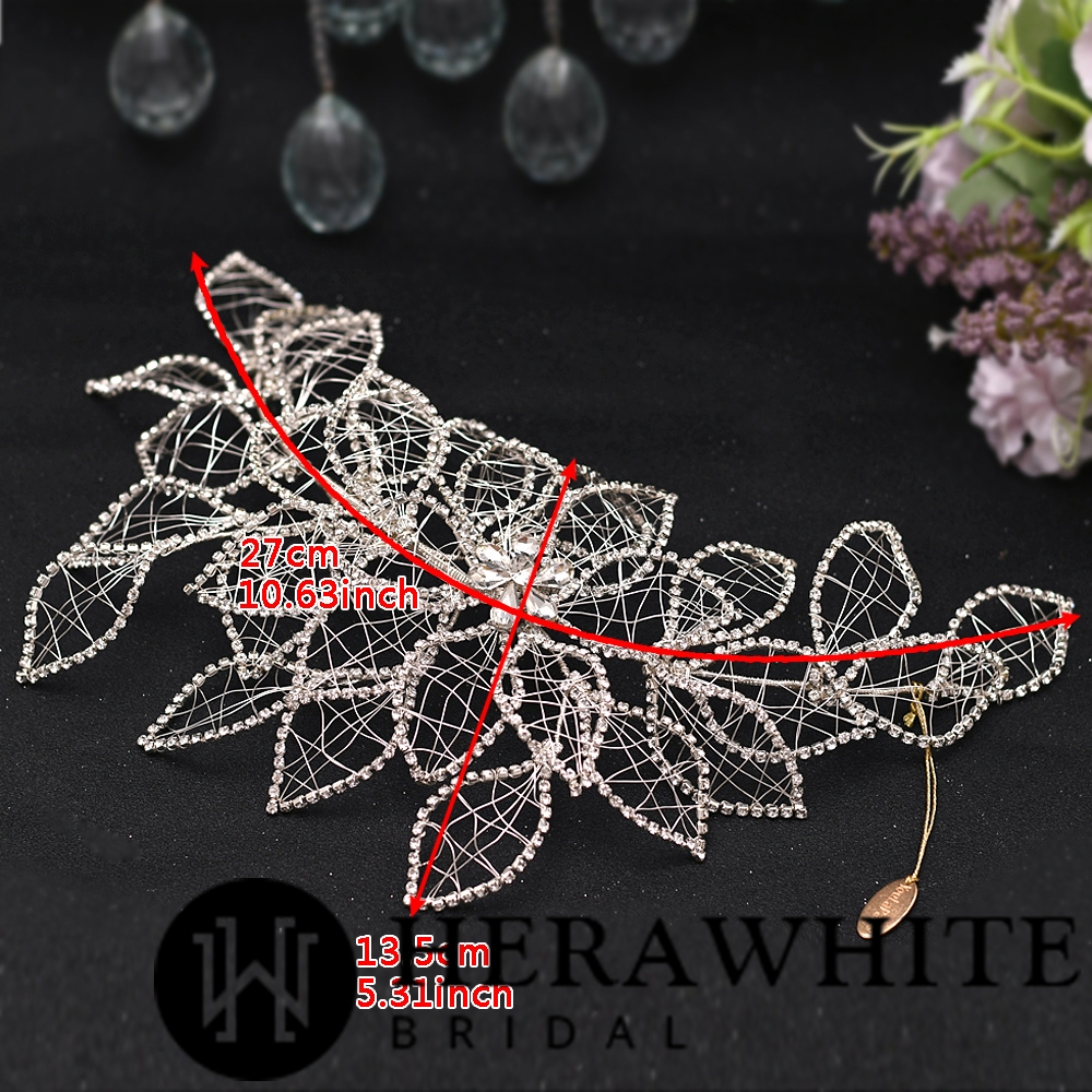 Large Leaf Crystals Bridal Headpiece