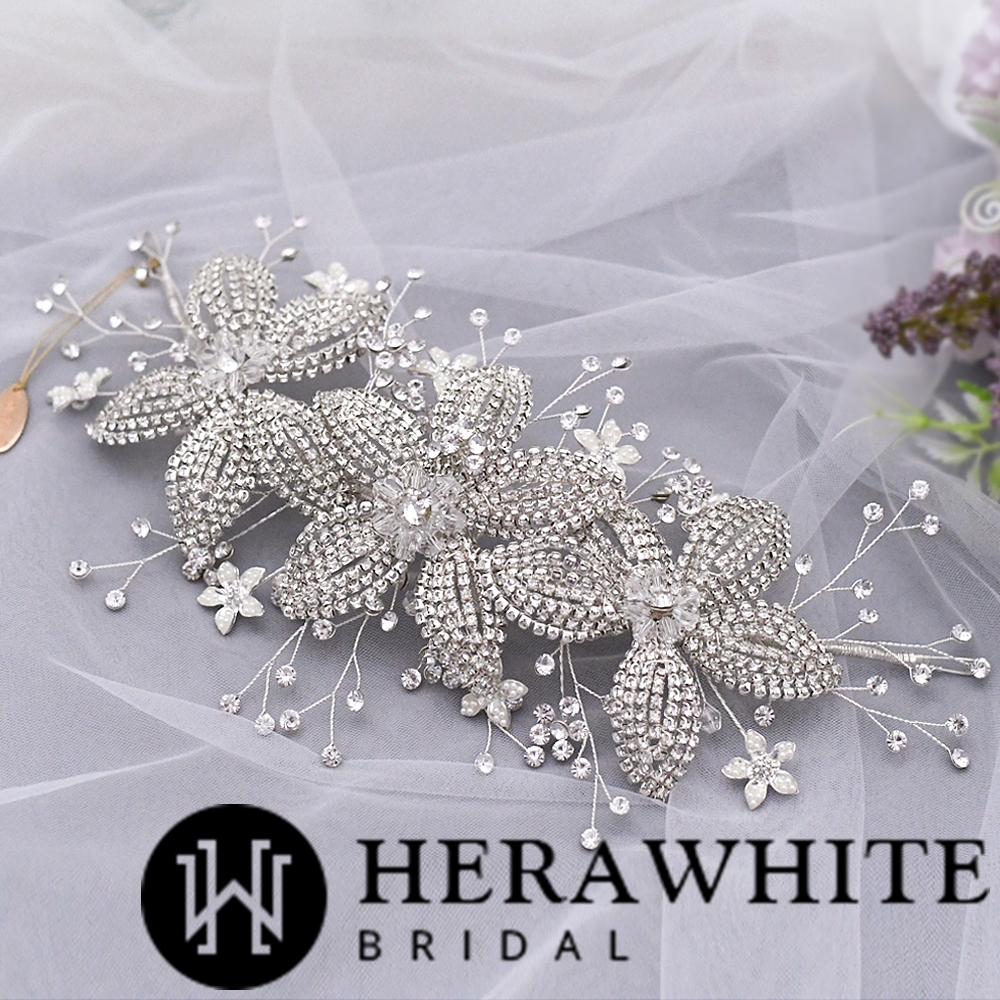 Metallic Alloy Flower Rhinestones Headpiece