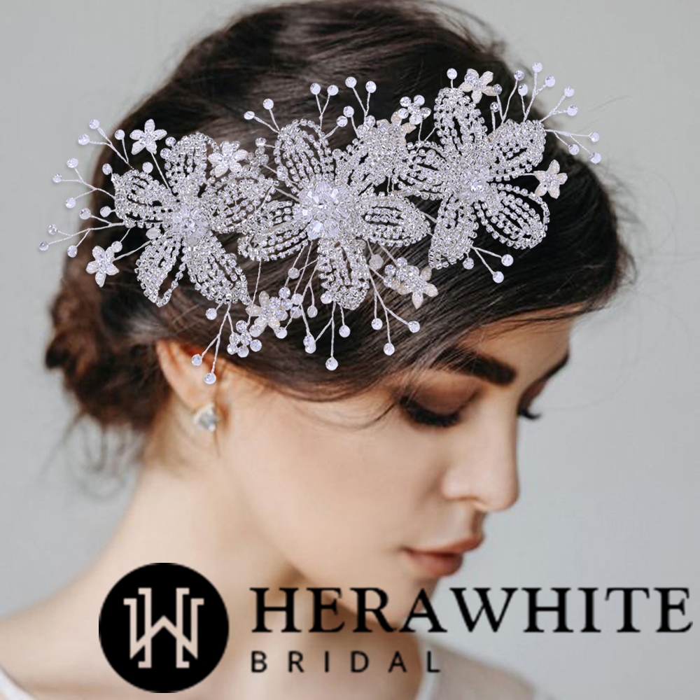 Metallic Alloy Flower Rhinestones Headpiece