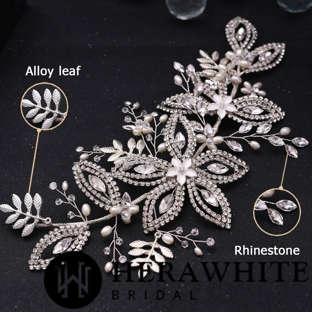 Alloy Leaf Flower Rhinestones Headpiece