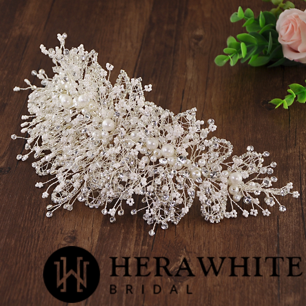 Pretty Rhinestones Pearls Bead Branch Headpieces