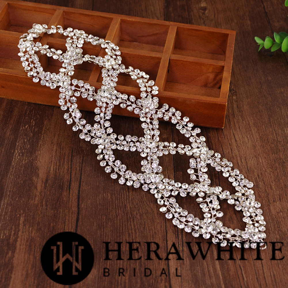 Vintage Silver Alloy Rhinestones Bridal Hair Headpieces