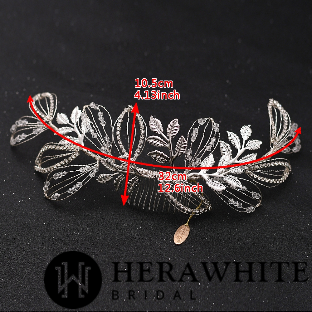 Rhinestones Gold Metallic Leaf Bridal Comb