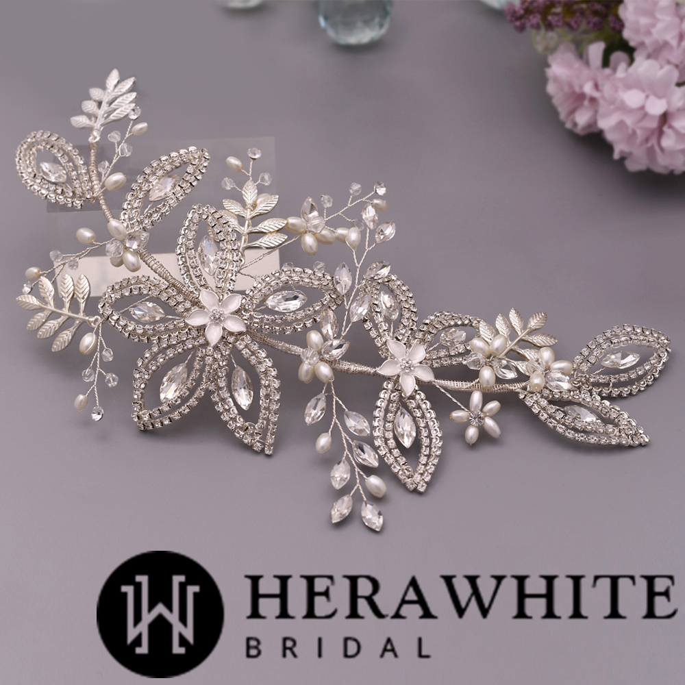 Alloy Leaf Flower Rhinestones Headpiece