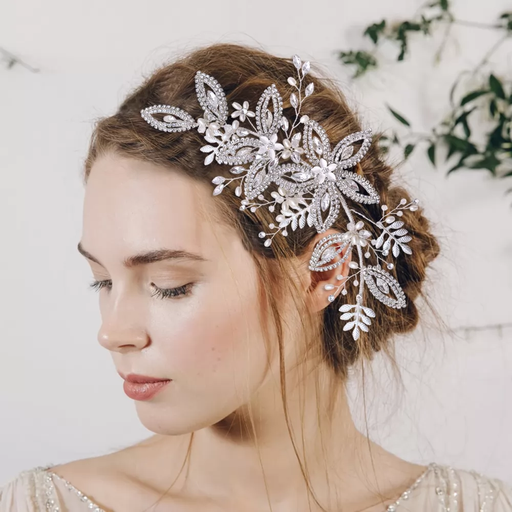 Alloy Leaf Flower Rhinestones Headpiece