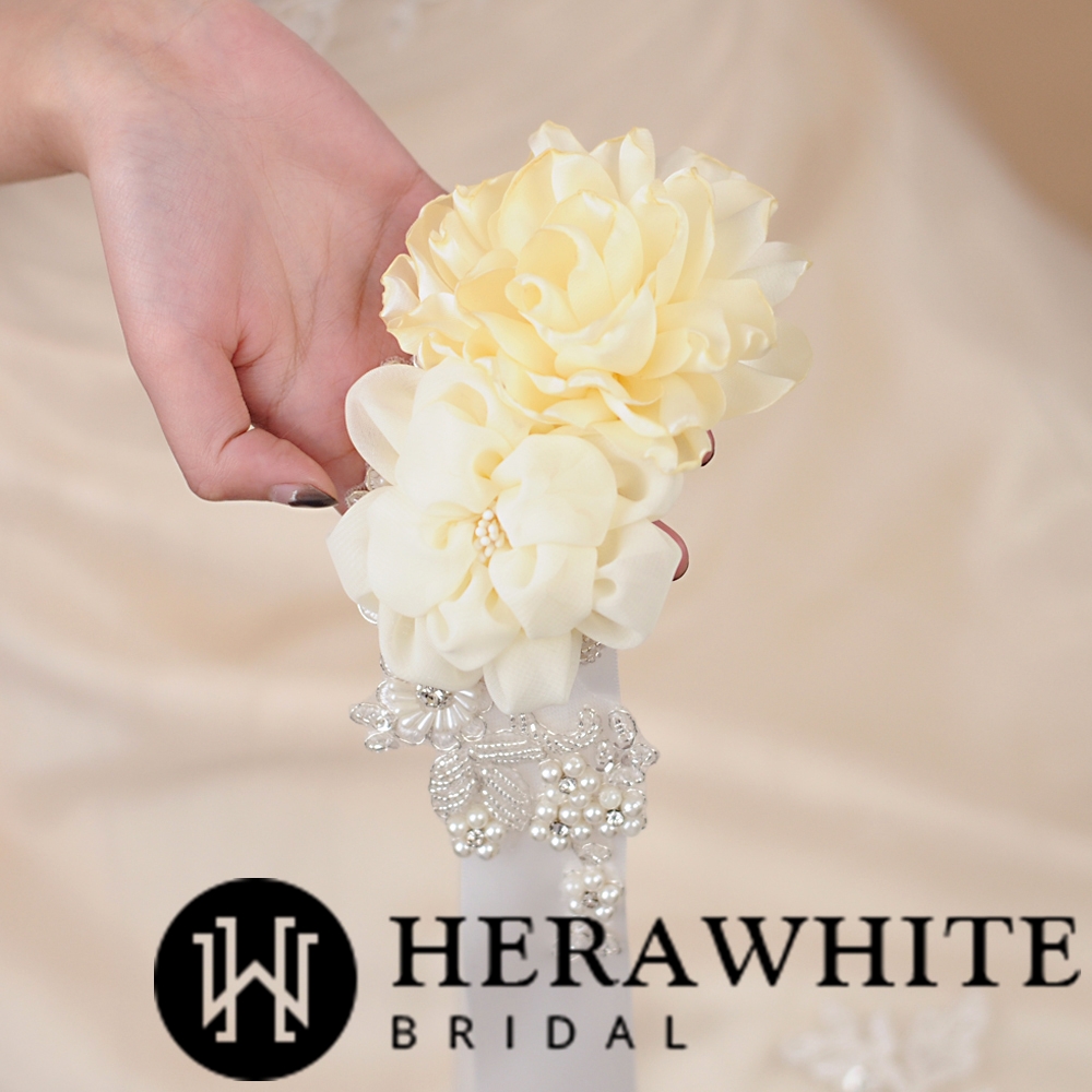 Chiffon Floral Pearl Beaded Bridal Ribbon Sash