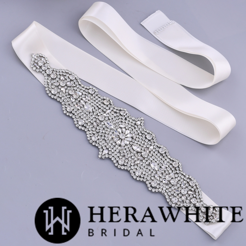 Shiny Rhinestones Satin Bridal Sash