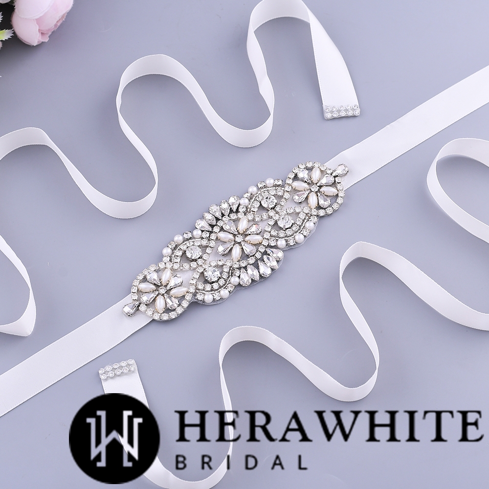 High-quality Crystals Pearls Wedding Sash