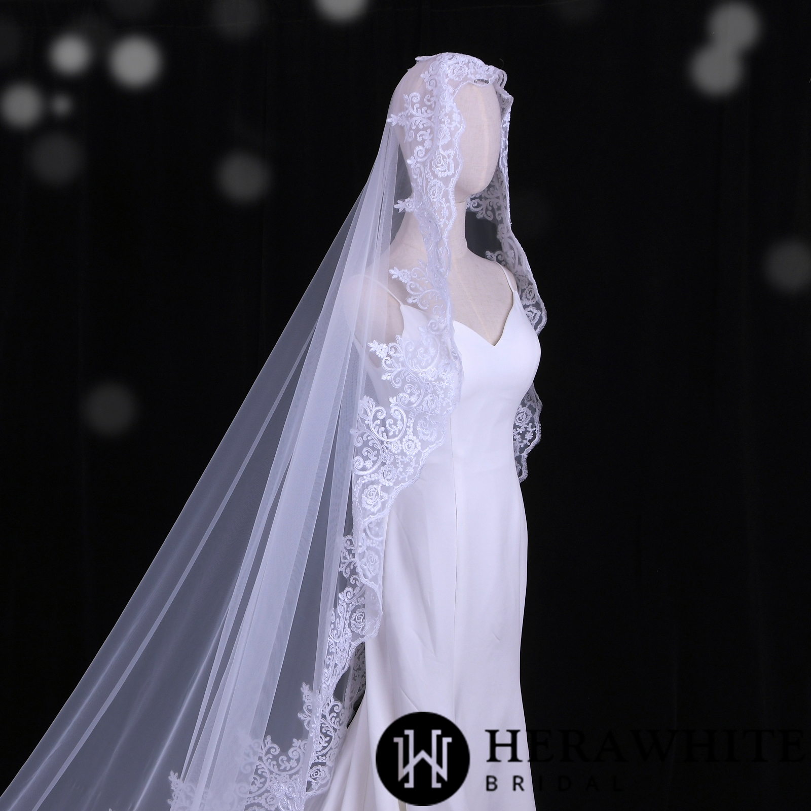 Lace Edge Ruffle Tulle Cathedral LengthBridal Veil