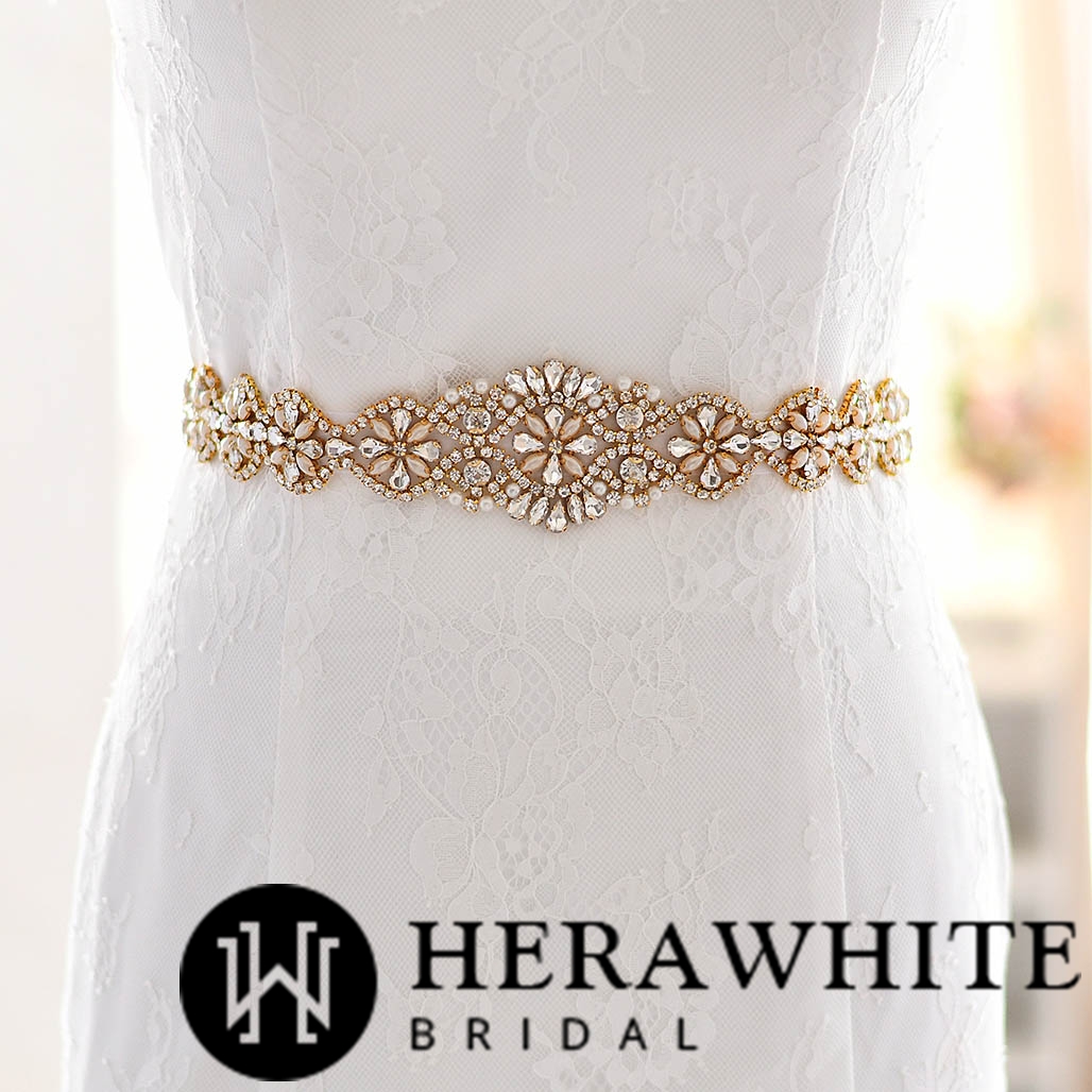 Graduated Scallops Opal Pearl Satin Bridal Sash