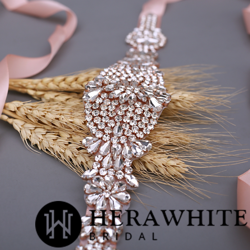 Luxurious Floral Crystals Pearls Bridal Sash